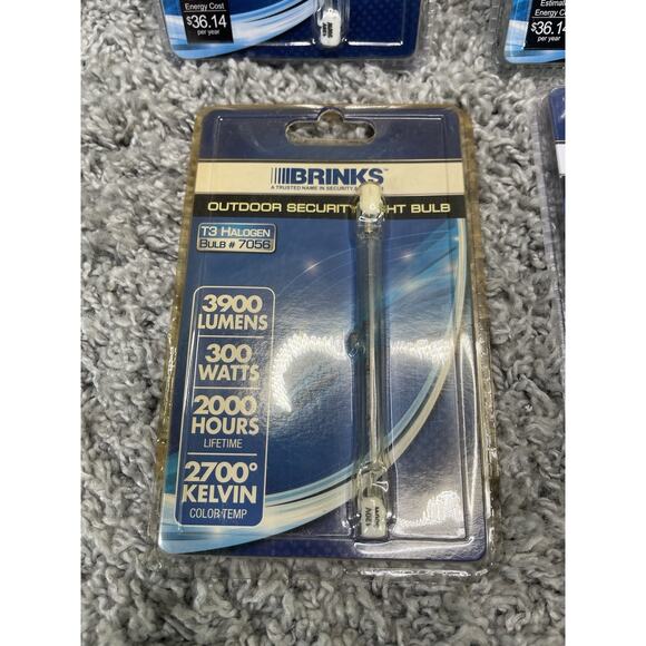 Brinks 7056 T3 Halogen Light Bulb 300W 2000 Hours 2800K 3800 Lumens Outdoor New - Picture 9 of 9